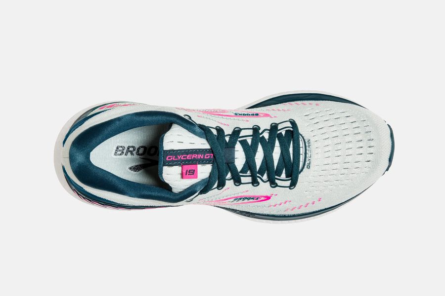 Brooks Glycerin GTS 19 Road Running Shoes - Womens - White/Pink - SG6397820